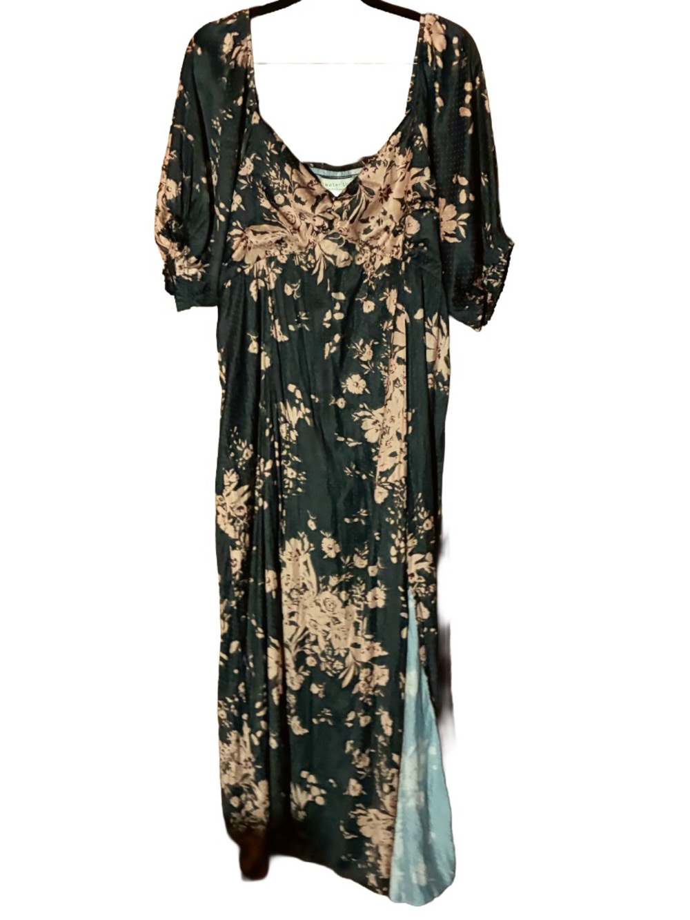 Dress Maxi Summer Sexy Boho Floral Peasant Dress Thigh Slit 3/4 Puffy Sleeve